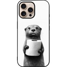iPhone 16 Pro Max Case Hülle - Silikon schwarz Otter Toilettenpapier