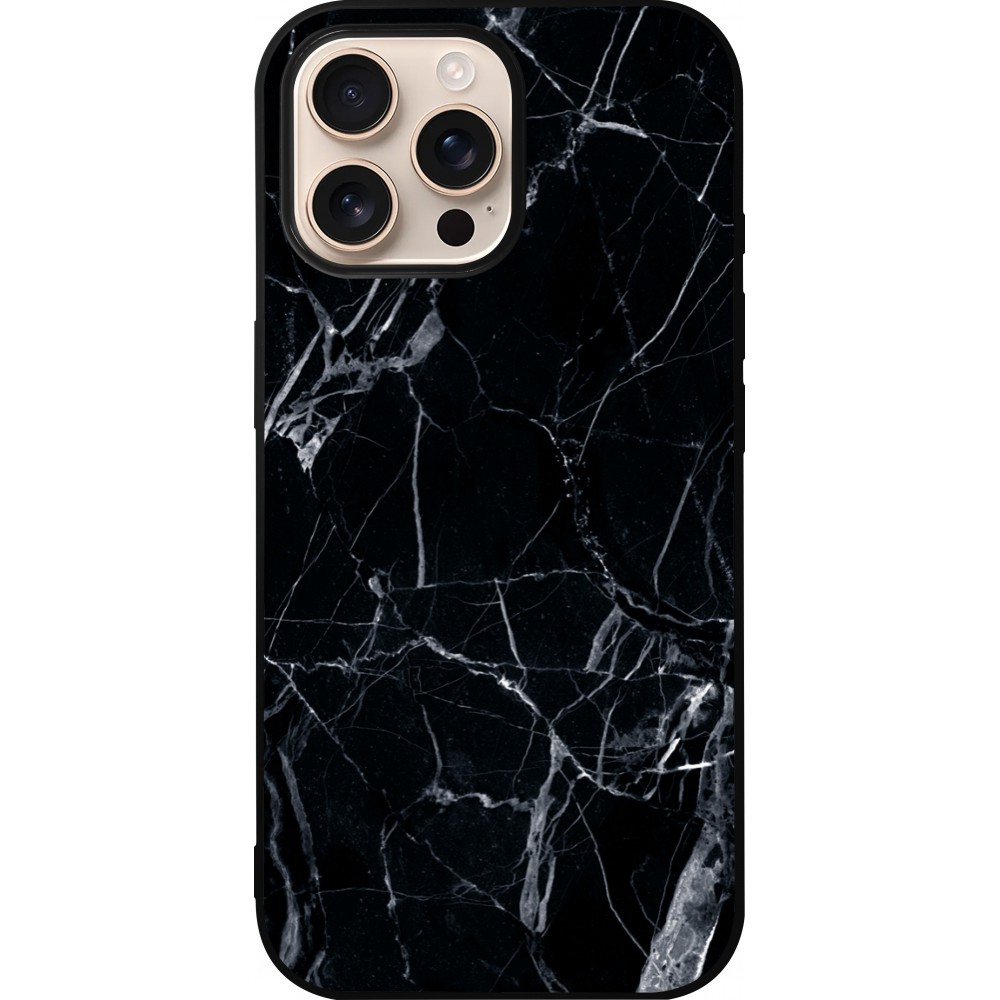 iPhone 16 Pro Max Case Hülle - Silikon schwarz Marble Black 01