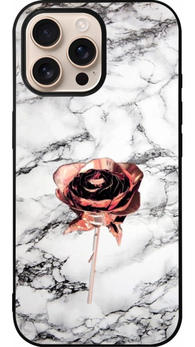 iPhone 16 Pro Max Case Hülle - Silikon schwarz Marble Rose Gold