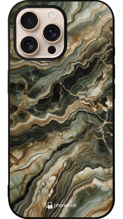 iPhone 16 Pro Max Case Hülle - Silikon schwarz Oliv Marmor