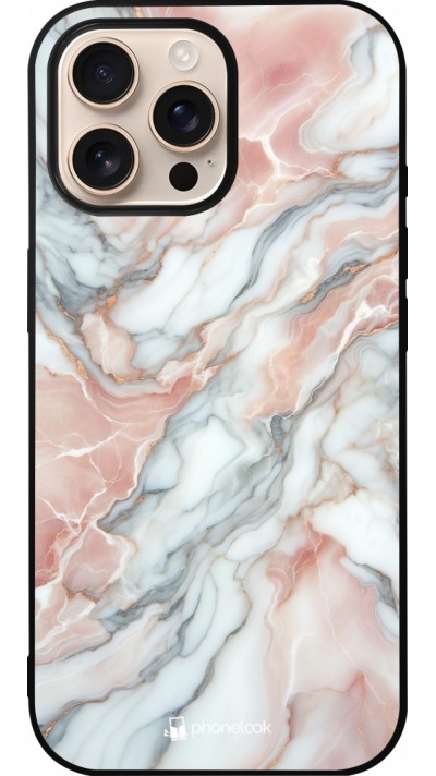 iPhone 16 Pro Max Case Hülle - Silikon schwarz Rosa Leuchtender Marmor