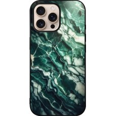 iPhone 16 Pro Max Case Hülle - Silikon schwarz Majestätischer grüner Marmor