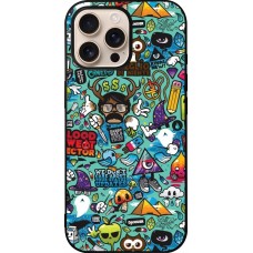 iPhone 16 Pro Max Case Hülle - Silikon schwarz Mixed Cartoons Turquoise