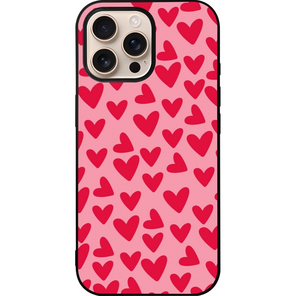 iPhone 16 Pro Max Case Hülle - Silikon schwarz Mom 2024 kleine Herzen