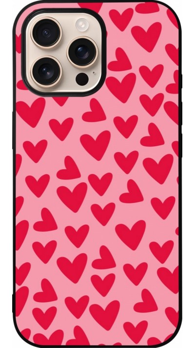 iPhone 16 Pro Max Case Hülle - Silikon schwarz Mom 2024 kleine Herzen