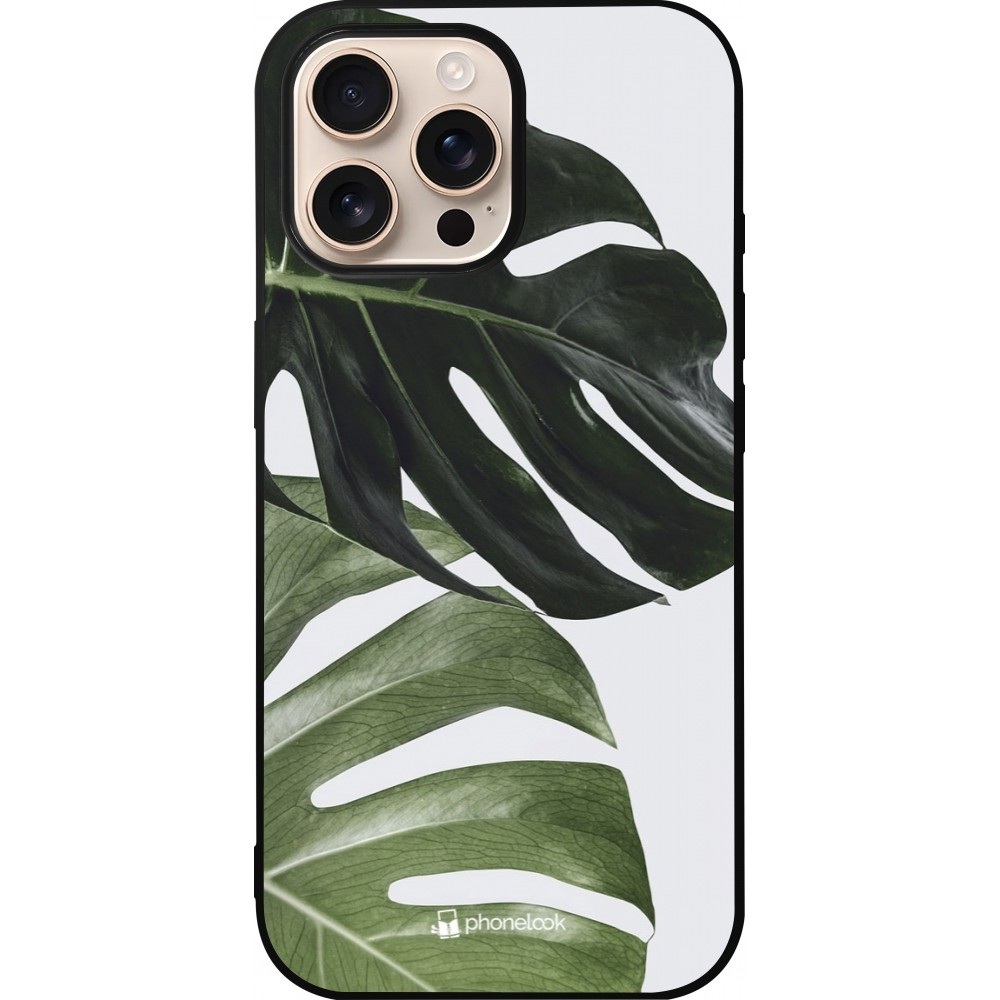 iPhone 16 Pro Max Case Hülle - Silikon schwarz Monstera Plant