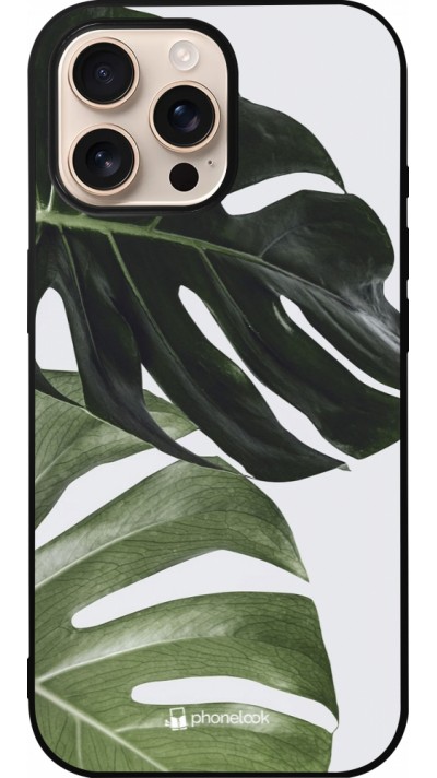 iPhone 16 Pro Max Case Hülle - Silikon schwarz Monstera Plant