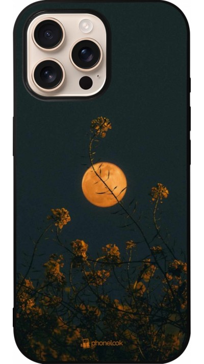 iPhone 16 Pro Max Case Hülle - Silikon schwarz Moon Flowers