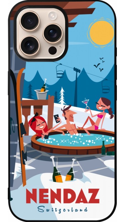 iPhone 16 Pro Max Case Hülle - Silikon schwarz Nendaz Mountain Jacuzzi