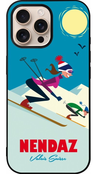 iPhone 16 Pro Max Case Hülle - Silikon schwarz Nendaz Ski Downhill
