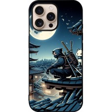 iPhone 16 Pro Max Case Hülle - Silikon schwarz Ninja unter dem Mond