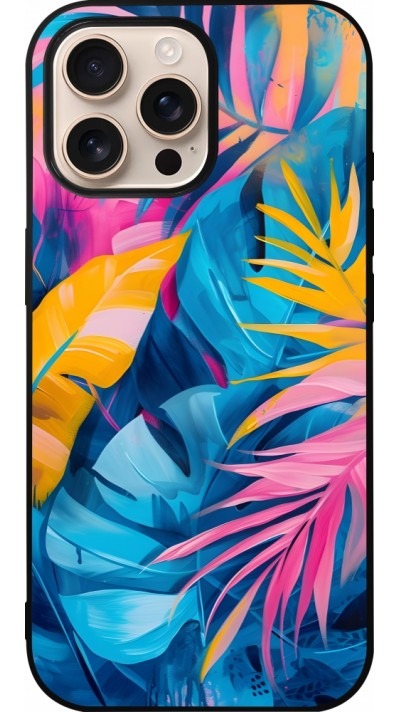 iPhone 16 Pro Max Case Hülle - Silikon schwarz Palms Blue