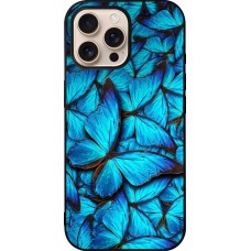 iPhone 16 Pro Max Case Hülle - Silikon schwarz Papillon bleu