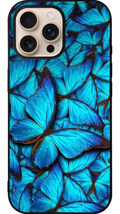iPhone 16 Pro Max Case Hülle - Silikon schwarz Papillon bleu