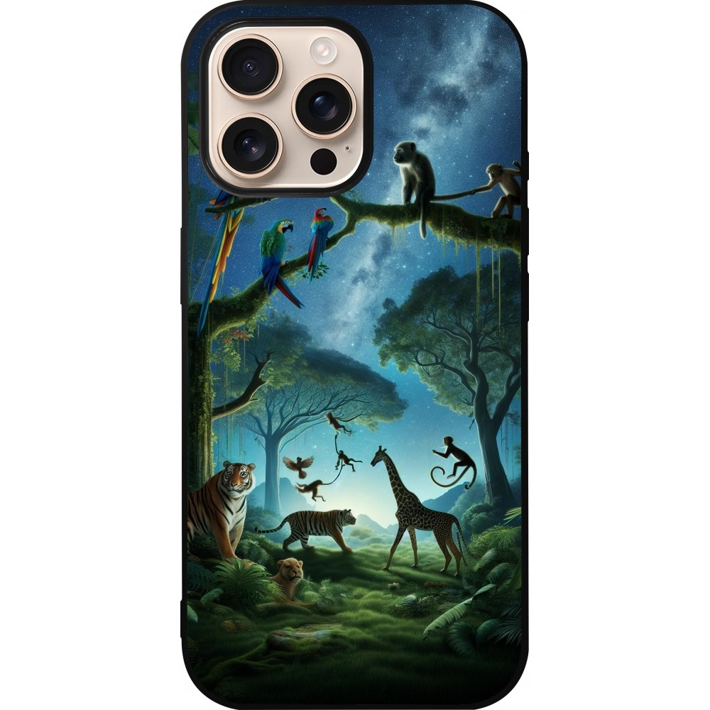 iPhone 16 Pro Max Case Hülle - Silikon schwarz Paradies der exotischen Tiere