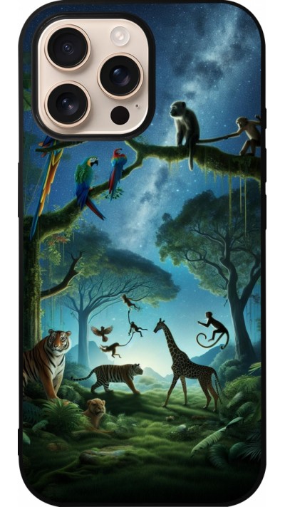 iPhone 16 Pro Max Case Hülle - Silikon schwarz Paradies der exotischen Tiere