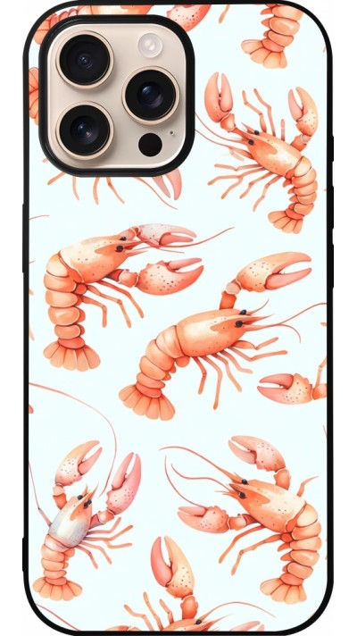 iPhone 16 Pro Max Case Hülle - Silikon schwarz Muster von pastellfarbenen Hummern