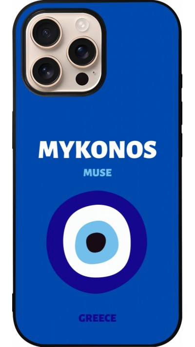 iPhone 16 Pro Max Case Hülle - Silikon schwarz Pop Summer Destination Mykonos