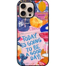 iPhone 16 Pro Max Case Hülle - Silikon schwarz Preppy Today is Going to be a good day