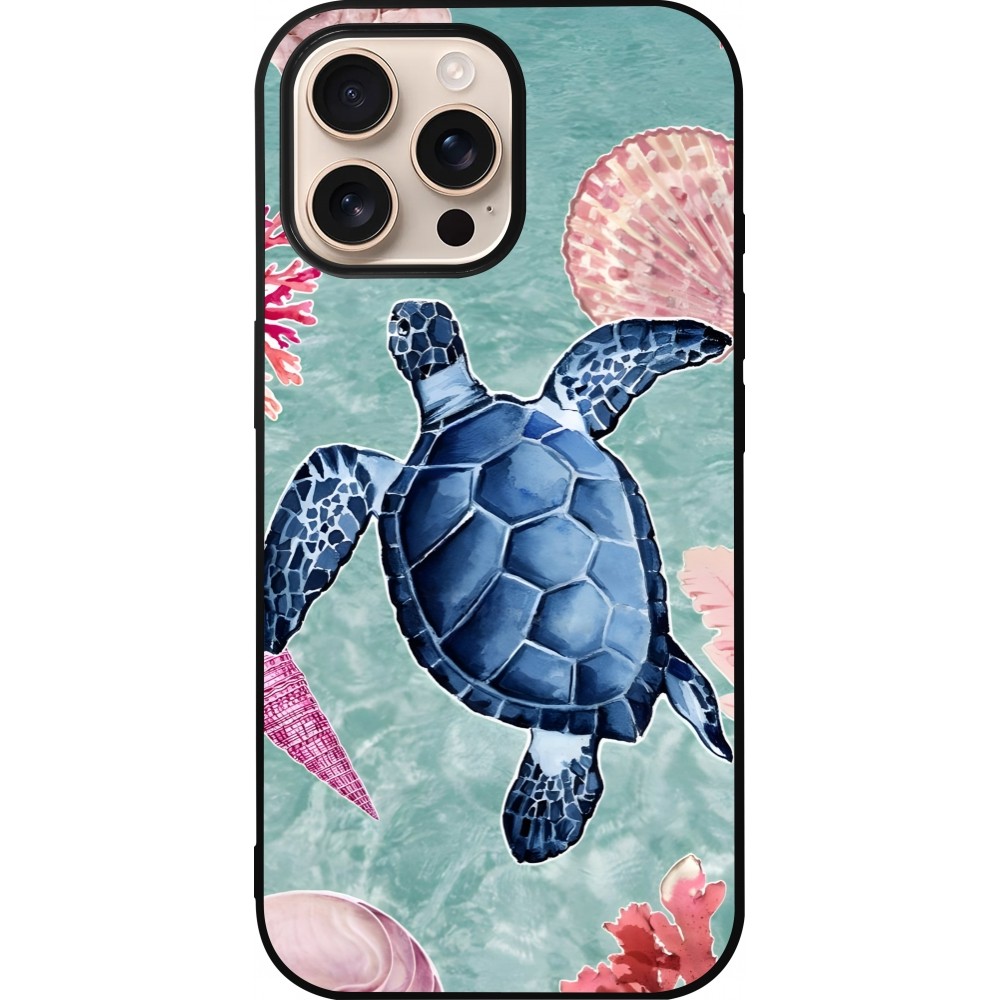 iPhone 16 Pro Max Case Hülle - Silikon schwarz Preppy Turtle