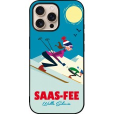 iPhone 16 Pro Max Case Hülle - Silikon schwarz Saas-Fee Ski Downhill
