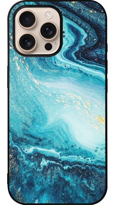 iPhone 16 Pro Max Case Hülle - Silikon schwarz Sea Foam Blue