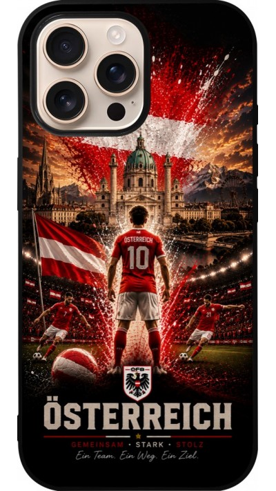 Coque iPhone 16 Pro Max - Silicone rigide noir Football Autriche splash 2026