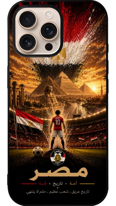Coque iPhone 16 Pro Max - Silicone rigide noir Football Égypte splash 2026