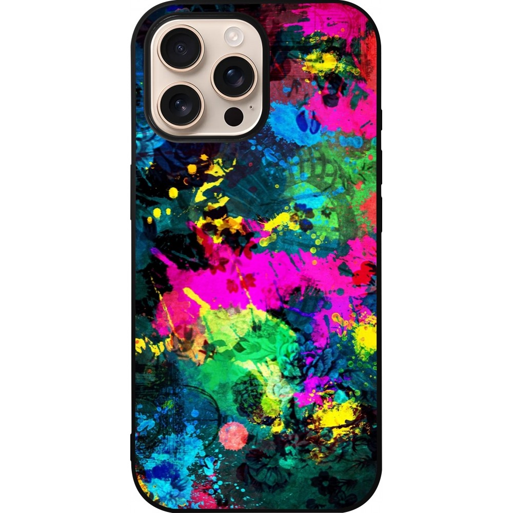 iPhone 16 Pro Max Case Hülle - Silikon schwarz Splash paint