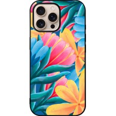 iPhone 16 Pro Max Case Hülle - Silikon schwarz Spring 23 colorful flowers