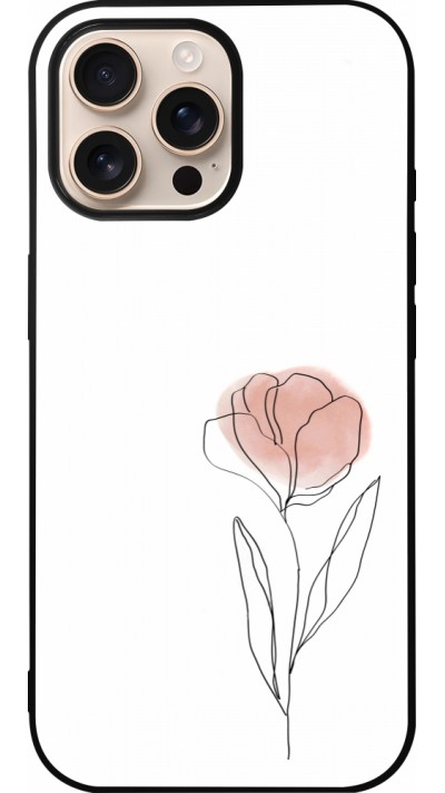 iPhone 16 Pro Max Case Hülle - Silikon schwarz Spring 23 minimalist flower