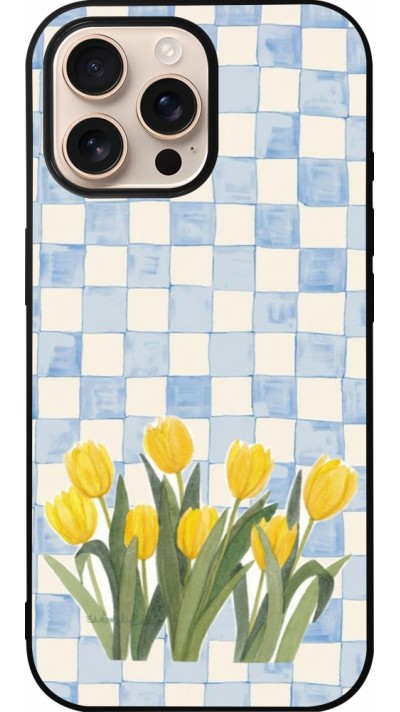 iPhone 16 Pro Max Case Hülle - Silikon schwarz Blue vichy tulips 2026