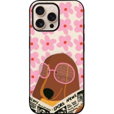 iPhone 16 Pro Max Case Hülle - Silikon schwarz Dog with newspaper 2026