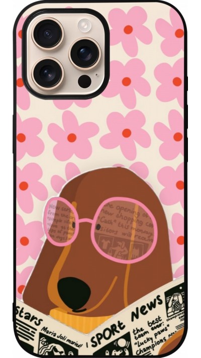 iPhone 16 Pro Max Case Hülle - Silikon schwarz Dog with newspaper 2026