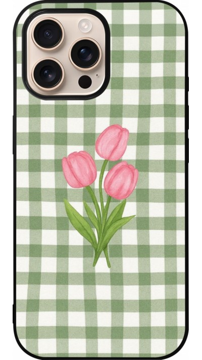 iPhone 16 Pro Max Case Hülle - Silikon schwarz Green vichy tulips 2026