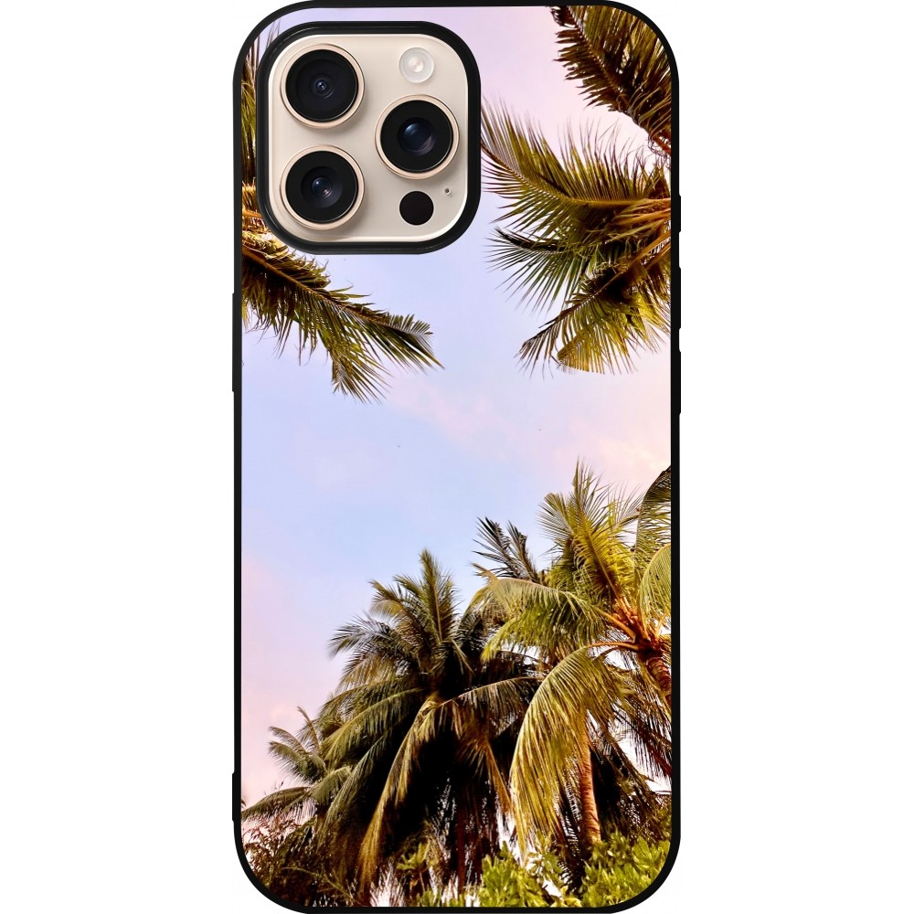 iPhone 16 Pro Max Case Hülle - Silikon schwarz Summer 2023 palm tree vibe