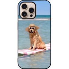iPhone 16 Pro Max Case Hülle - Silikon schwarz Summer Dog on Paddle
