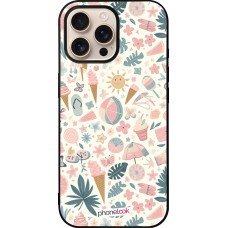 iPhone 16 Pro Max Case Hülle - Silikon schwarz Sommer Pink Muster