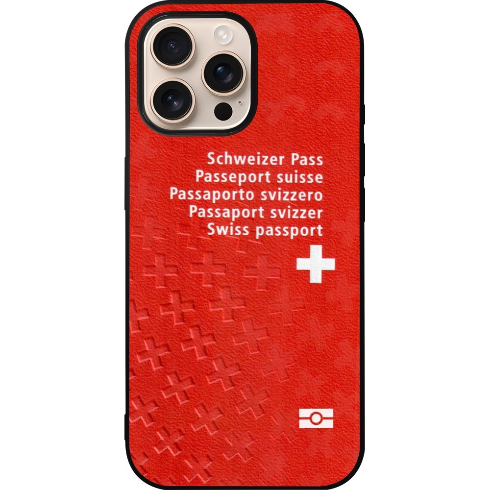 iPhone 16 Pro Max Case Hülle - Silikon schwarz Swiss Passport