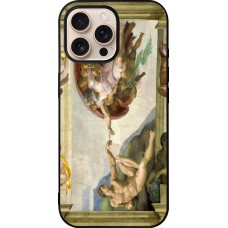 iPhone 16 Pro Max Case Hülle - Silikon schwarz Kunstbild - Die Erschaffung Adams - Michelangelo