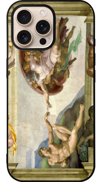 iPhone 16 Pro Max Case Hülle - Silikon schwarz Kunstbild - Die Erschaffung Adams - Michelangelo