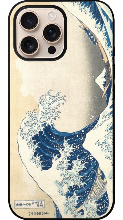 iPhone 16 Pro Max Case Hülle - Silikon schwarz Kunstbild - Die große Welle vor Kanagawa - Hokusai