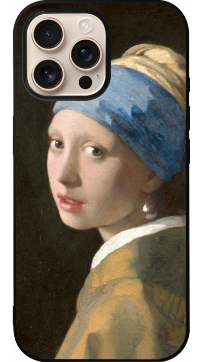 iPhone 16 Pro Max Case Hülle - Silikon schwarz Kunstbild - Das Mädchen mit dem Perlenohrring - Jan Vermeer
