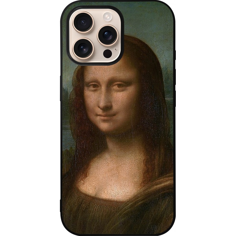 iPhone 16 Pro Max Case Hülle - Silikon schwarz Kunstbild - Mona Lisa - Leonardo de Vinci