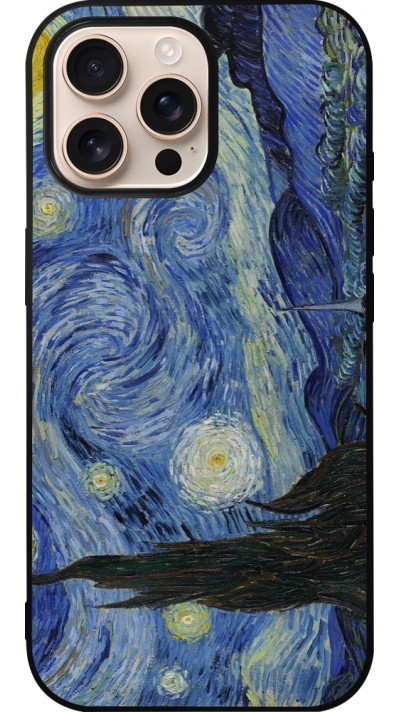 iPhone 16 Pro Max Case Hülle - Silikon schwarz Kunstbild - Sternennacht - Van Gogh