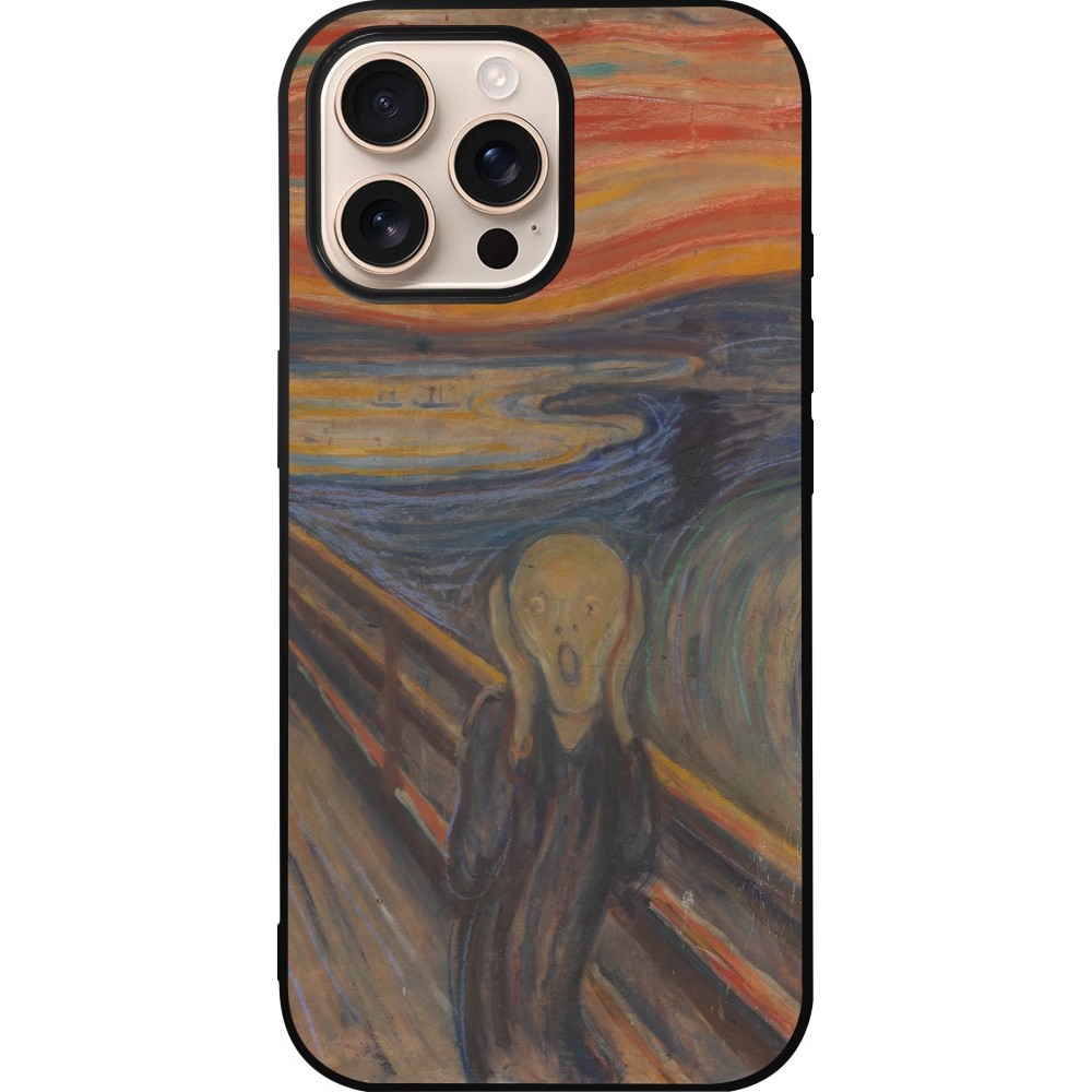 iPhone 16 Pro Max Case Hülle - Silikon schwarz Kunstbild - Der Schrei - Edvard Munch