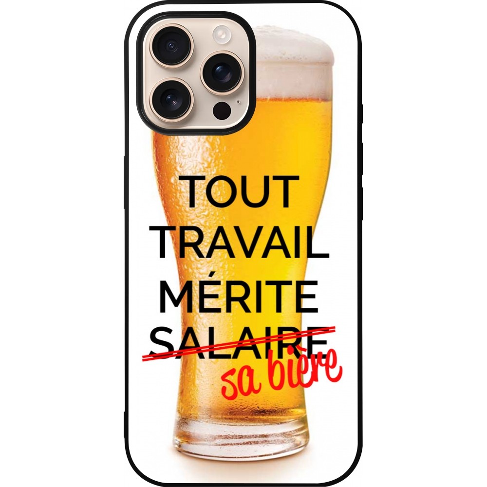 iPhone 16 Pro Max Case Hülle - Silikon schwarz Tout travail mérite sa bière
