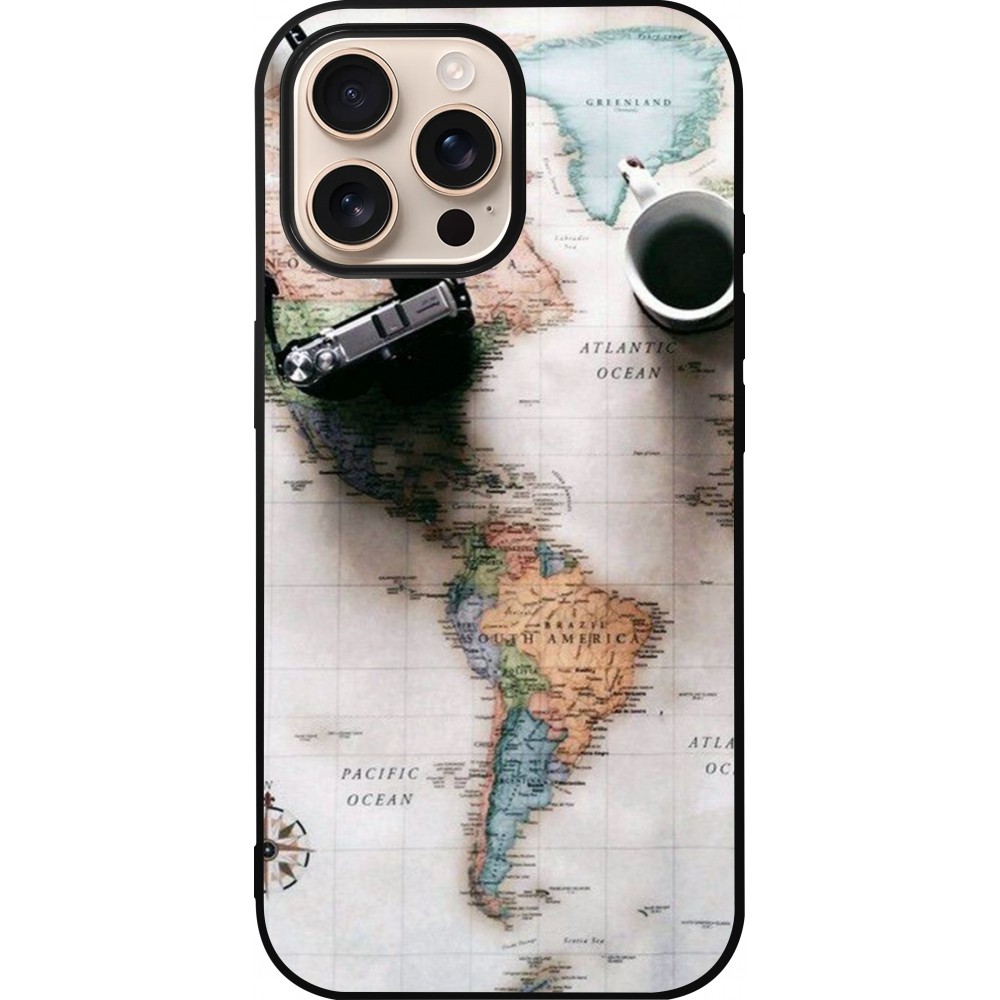 iPhone 16 Pro Max Case Hülle - Silikon schwarz Travel 01