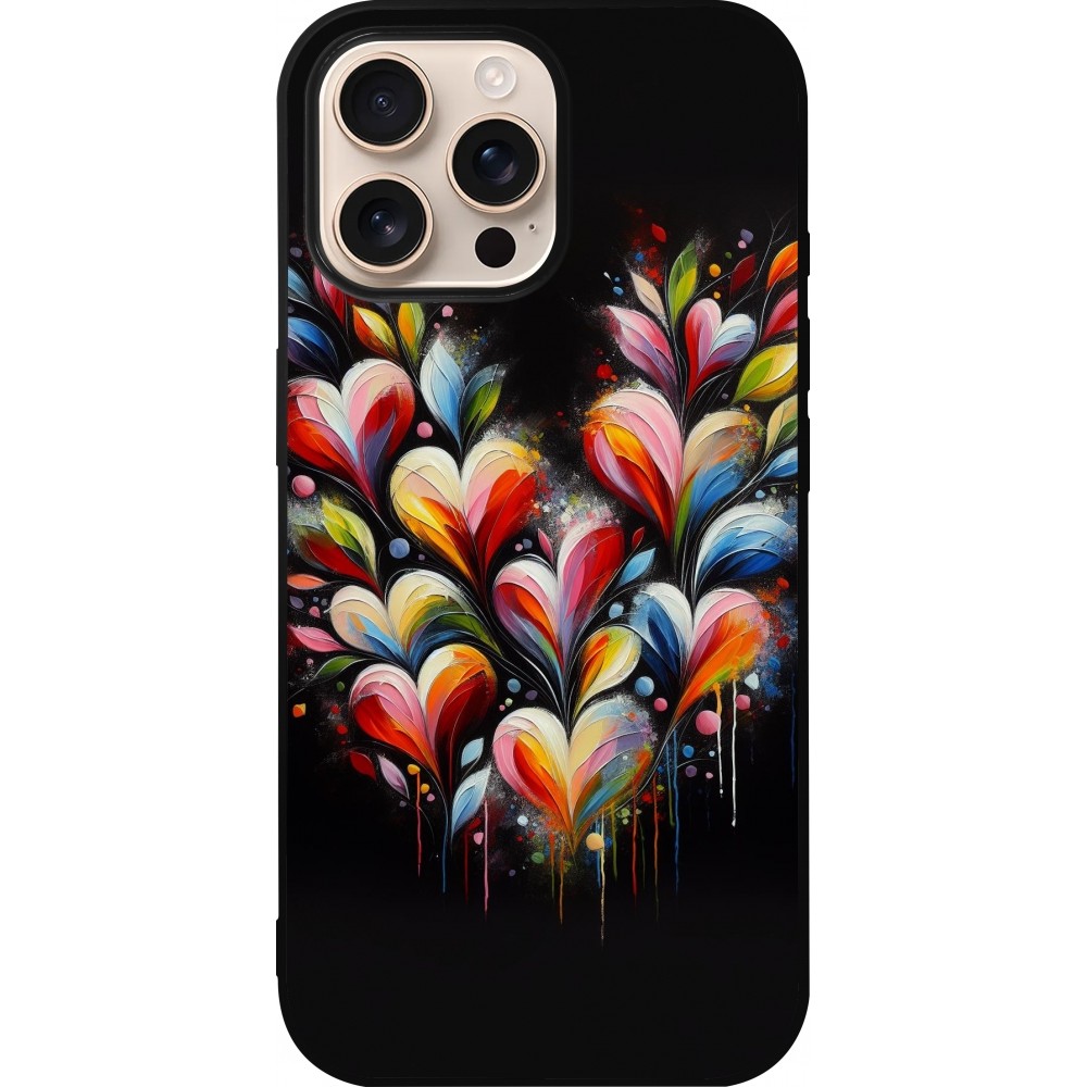 iPhone 16 Pro Max Case Hülle - Silikon schwarz Valentin 2024 Schwarzes Herz Abstrakt