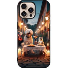 iPhone 16 Pro Max Case Hülle - Silikon schwarz Valentin 2024 Hund & Katze Kerzenlicht